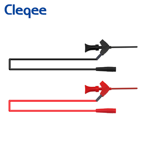 Cleqee P1511B 2PCS SMD IC Test Hook Clip Test Probe Internal Spring Silicone Cable 26AWG with 2mm Socket for Multimeter 20V/5A ► Photo 1/5