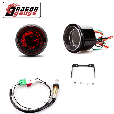 「DRAGON」 52mm Air Fuel Ratio Gauge Digital Display Red/Blue With Narrowband O2 Oxygen Sensor Car Gauge for 12V Car 0258006028 ► Photo 1/6