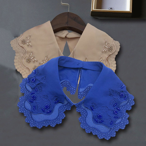 Embrodiery Neckline Collar Cover Lace Flower Bead Peter Pan Fake Collar Women Detachable Collars Removable Lapel False Faux Col ► Photo 1/6