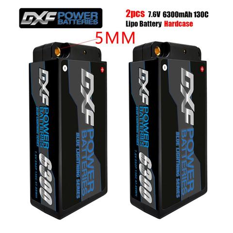 DXF Lipo Battery 2S Shorty 7.6V 6300mah 130C 260C 5mmGraphene Bullet Competition Short-Pack for RC 1/10 Buggy Truck Car ► Photo 1/6