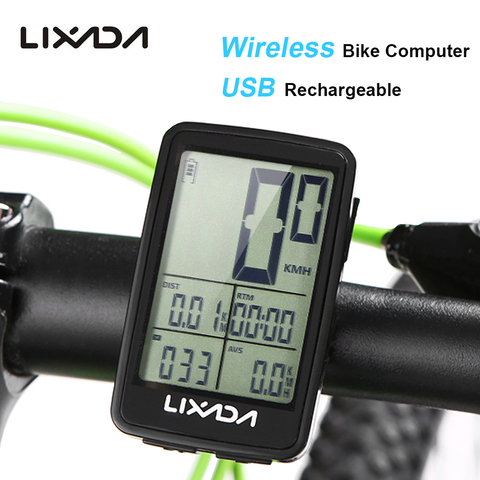 Lixada Rainproof MTB Bike Cycling Computer USB Rechargeable Wireless Bicycle Speedometer Odometer Bike Temperature Stopwatch ► Photo 1/6