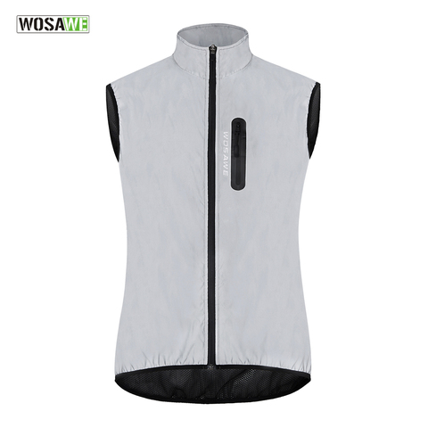 WOSAWE Men Cycling Full Reflective Vest Windbreaker Waterproof Jacket Spring Autumn Windproof Bike Bicycle  Vest Night Glowing ► Photo 1/6