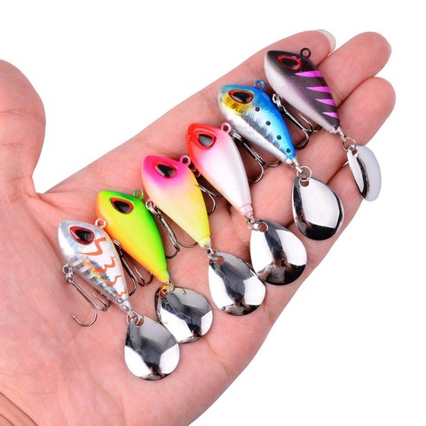 1pcs Metal Mini VIB With Spoon Fishing Lure 6g10g17g25g 2cm Fishing Tackle Pin Crankbait Vibration Spinner Sinking Bait ► Photo 1/6