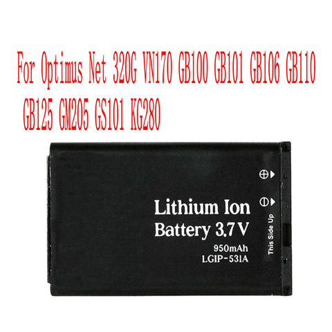 High Quality 950mAh LGIP-531A Battery For Optimus Net 320G VN170 GB100 GB101 GB106 GB110 GB125 GM205 GS101 KG280 5.0 Cell Phone ► Photo 1/2