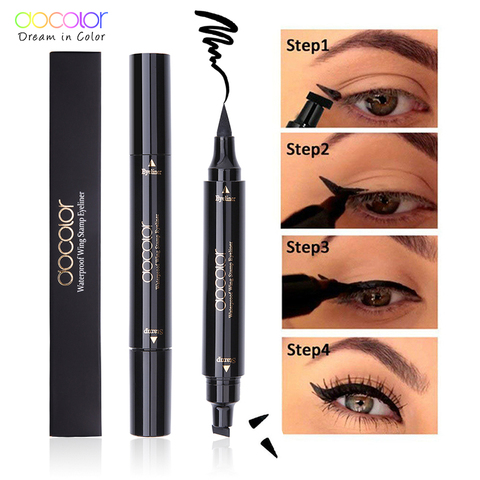 Docolor Black Liquid Eyeliner Stamp Marker Pencil Waterproof Stamp Double-ended Eye Liner Pen Cosmetic Eyeliner ► Photo 1/6