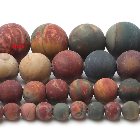 4/6/8/10mm Frosted Picasso Jaspers Matte Beads Natural Stones Round Loose Beads for Jewelry Making Bracelet Necklace Diy ► Photo 1/3