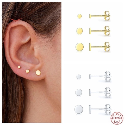 CANNER 3 Pcs Real 925 Sterling Silver Small Cute Simple Stud Earrings For Women Piercing Earring Earings Jewelry Pendientes ► Photo 1/6