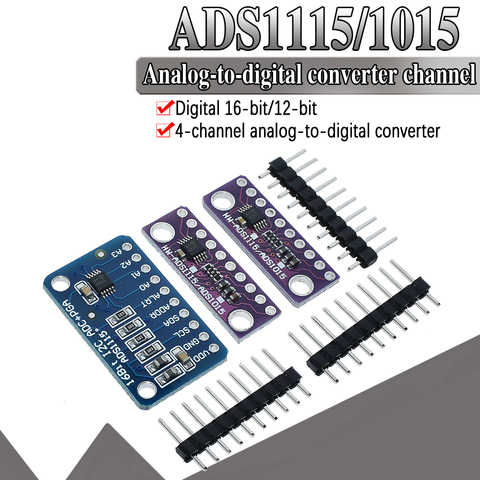 16 Bit I2C ADS1115 ADS1015 Module ADC 4 channel with Pro Gain Amplifier 2.0V to 5.5V for Arduino RPi ► Photo 1/6