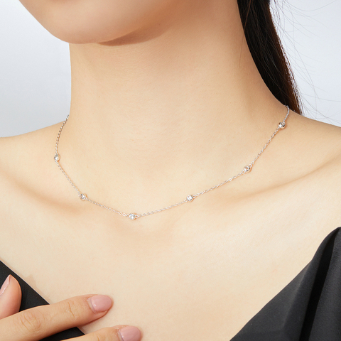 bamoer CZ Link Chain Necklace Female Choker Necklace Luxury Jewelry Short Metal Necklaces 925 Sterling Silver Jewelry SCN393 ► Photo 1/6