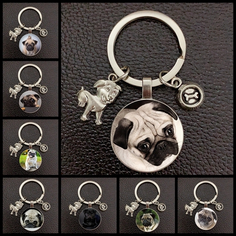 Cute Dog Keychain Kid Friendly French Bulldog Picture Keychain Glass Convex Pendant Metal Ring Key Ring Dog Lovers Gift ► Photo 1/6