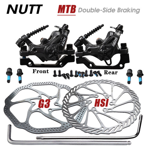 NUTT MTB Bike Alloy Mechanical Disc Brake Bilateral 160 180 MM Calipers Rotor Set BMX Scooter Front Rear Mountain Bicycle Parts ► Photo 1/6