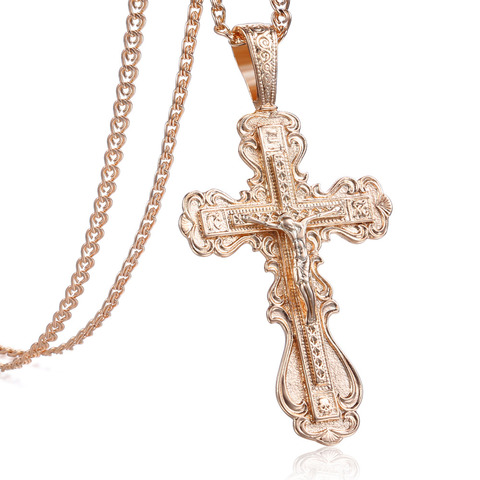 Davieslee pendant neckalce for women 585 Rose gold Fashion women cross chain necklace 2022 ► Photo 1/6