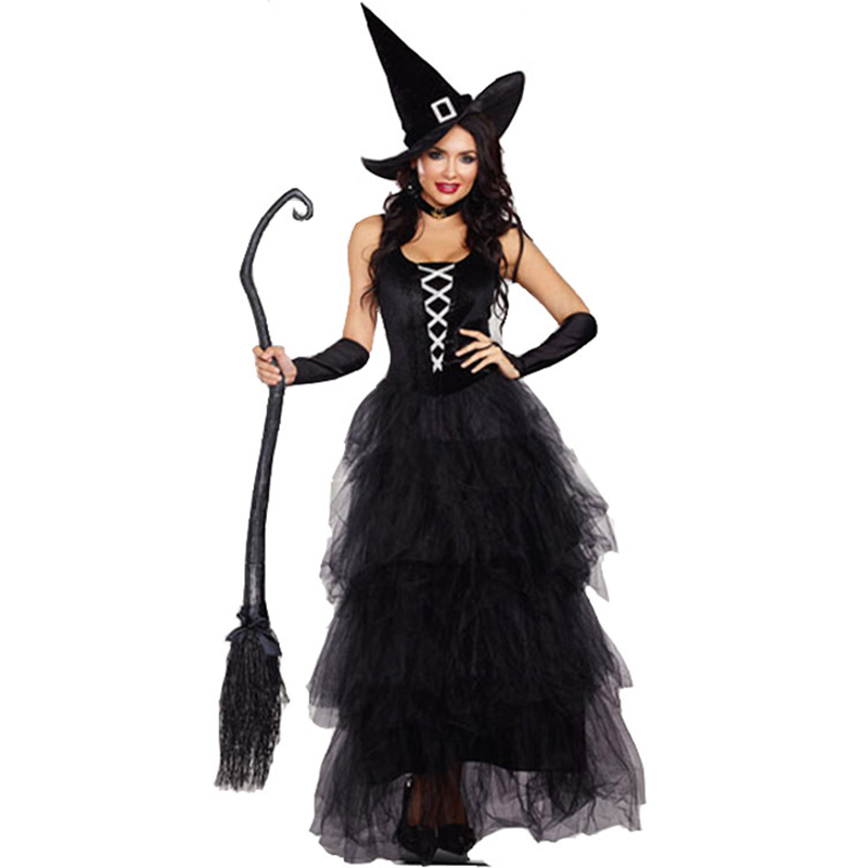 Women Halloween Party Clothes Adult Gothic Witch Costumes Fancy Dress Cosplay 