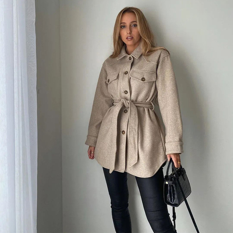 2022 New Fall Winter Women Jacket Long Sleeves Belted Warm Thicken Casual Fashion High Street Za Women Coat Outfits Tops ► Photo 1/6
