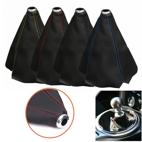 16mm universal PU leather car shift collar carbon fiber automatic car manual shift lever knob shift boot cover leggings ► Photo 1/6