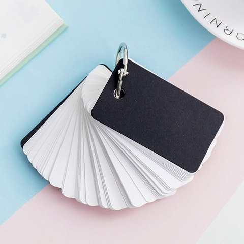 1pc 80 Sheets Kawaii index cards Blank Page Flash Cards Blank Study Cards  With Binder Ring Mini Memo Pad Students Stationary