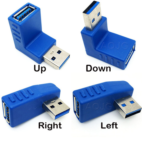 Usb 3.0 Connector Right + Left angle 90 degree Converter  USB 3.0 Type A Male to Female Plug  Adapter Converter Wholesale  AQJG ► Photo 1/6