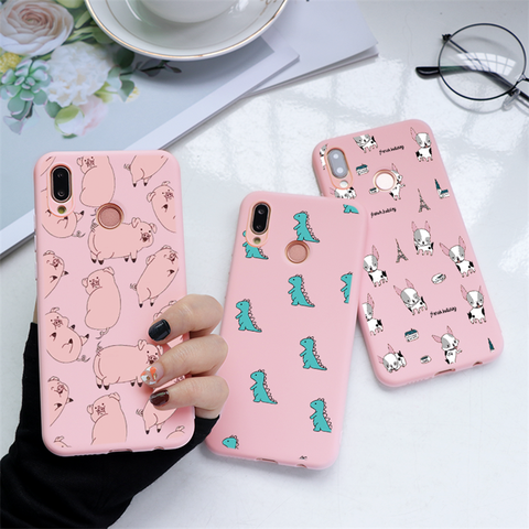 Cute Animals TPU Matte Pink Case For Huawei P20 Lite P Smart 2022 Mate 30 10 20 P8 P9 P10 P30 Lite Pro 2017 Nova 3 3i 4 5 Cover ► Photo 1/6