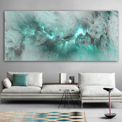 DDHH Iight Blue Cloud Abstract Oil Painting Think Independe Wall Picture For Living Room Canvas Modern Art Poster And Print ► Photo 1/6