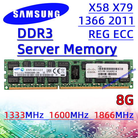 Samsung Server Memory ddr3 8GB 1333MHz 1600MHz 1866MHz  REG ECC RAM pc3-10600R 12800R 14900R  4GB 2GB 16GB 32GB ► Photo 1/1