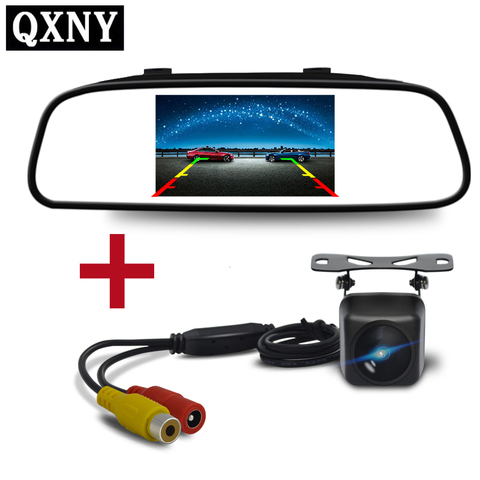 Car ccd video automatic parking monitor, non-light night vision reversing rear view camera with 4.3 inch car rear view mirror ► Photo 1/6