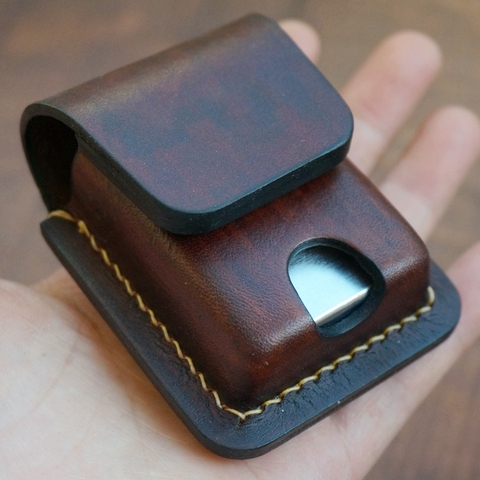 Genuine Leather Lighter Belt Case Holder