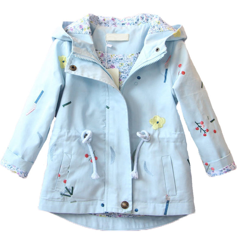 2022 New Spring Autumn Girls Windbreaker Coat Baby Kids Flower Embroidery Hooded Outwear Baby Kids Coats Jacket Clothing ► Photo 1/6