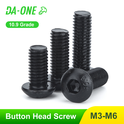 DA-ONE 10-50pcs  Grade10.9 Button Head Screw M2 M2.5 M3 M4 M5 M6 Hex Hexagon Socket Allen Screw Bolt High Quality ► Photo 1/6