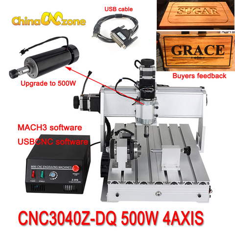 CNC 3040Z-DQ 4-axis mini CNC milling machine Engraver Engraving Milling Drilling Cutting Machine 500W Manufacturer Supplier ► Photo 1/6