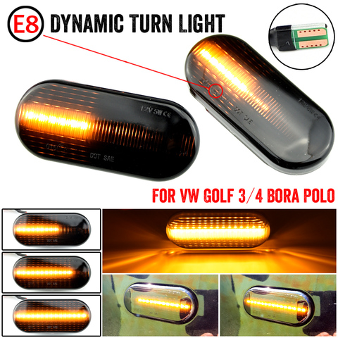 2PCS Smoke Lens Dynamic Flowing LED Turn Signal Side Marker Light Lamp for Volkswagen VW Golf3 4 Bora Lupo Passat Polo ► Photo 1/6