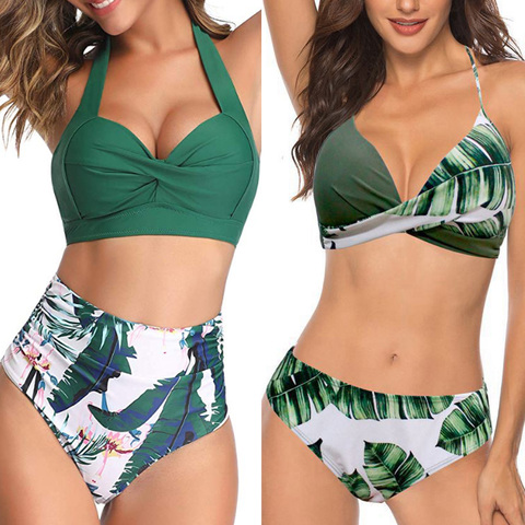 Push Up Halter High Waist Sexy Bikini Set Women Swimwear Summer Ladies Female Swimsuit 2022  Tankini Bathing Suit Plus Size 3XL ► Photo 1/6