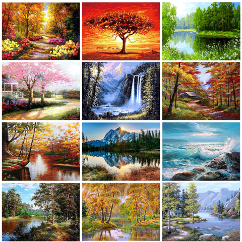 GATYZTORY Paint By Numbers For Adults Children DIY HandPainted Oil Painting Landscape Picture Paint Home Decoration Custom Gift ► Photo 1/6