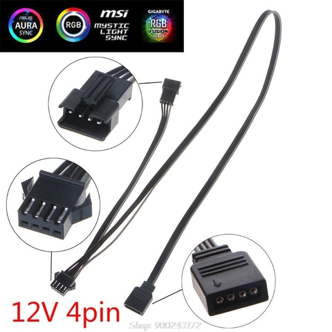 12V 4Pin RGB Connector Cable PC Case Fan LED Strip Extension Cord Wire Adapter for Giga/Microstar/A-sus S11 20 Dropship ► Photo 1/6