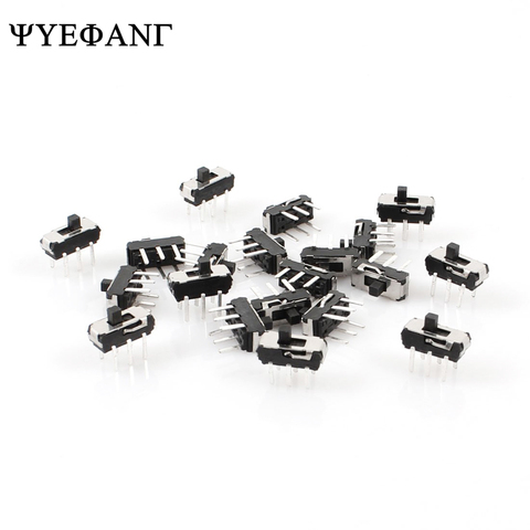 10 Pcs On-Off-On DPDT 2P2T 6 Pin Vertical DIP Slide Switch SS23D32 ► Photo 1/3