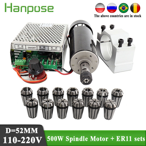 0.5kw clamps Air cooled Air cooled spindle ER11 chuck CNC 500W Spindle Motor + Power Supply speed governor ► Photo 1/6