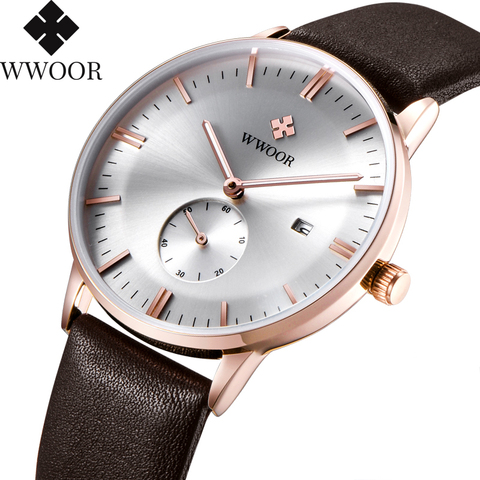 2022 Famous Brand WWOOR Watch Men Luxury Casual Quartz Watches For Men Sports Business Leather Wrist Watch Men Relogio Masculino ► Photo 1/6