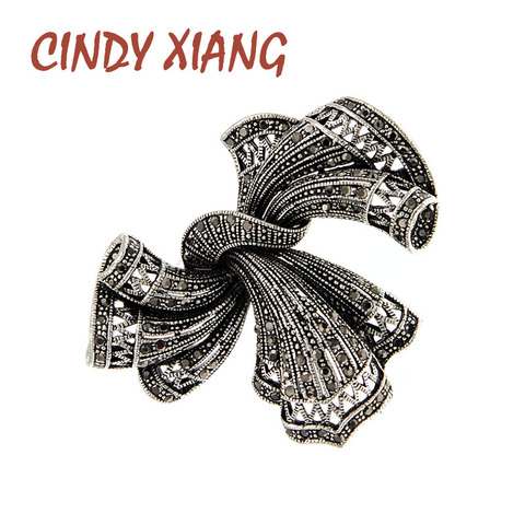 CINDY XIANG Rhinestone Large Bow Brooch Vintage Fashion Bowkont Pin 2 Colors Available High Quality ► Photo 1/6