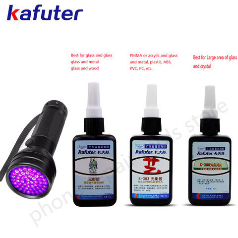 Strong 50ml Kafuter UV Glue Curing Adhesive K- 303 300 51LED UV Flashlight UV Curing Adhesive Crystal Glass and Metal Bonding ► Photo 1/6