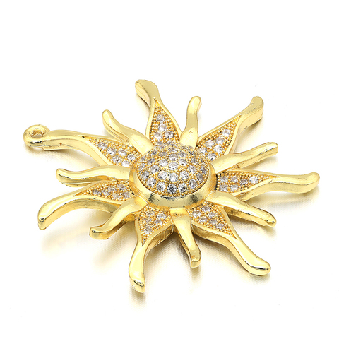 ZHUKOU CZ crystal gold/silver color Sun flower Charms Pendants for women DIY Jewelry making findings supplies wholesale VD286 ► Photo 1/6