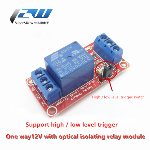 With optocoupler 1 relay module 12V expansion board High and low level trigger optional module ► Photo 1/2