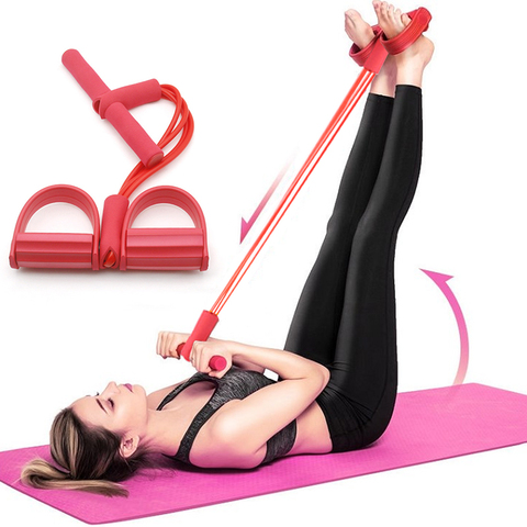 4 Tubes Resistance Bands Fitness Elastic Sit Up Pull Rope Exerciser Rower Belly Elastic Bands Home Gym Sports Training Equipment ► Photo 1/6