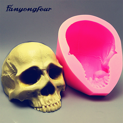 Skull 3D silicone mold fondant cake mold resin plaster chocolate candle candy mold free shipping ► Photo 1/6