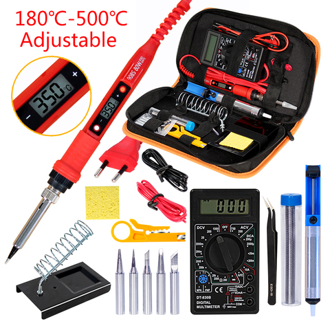 Soldering iron kit with Digital Multimeter  AC/DC 80W 220V Adjustable Temperature welding solder tip Welding Tool Kits ► Photo 1/6