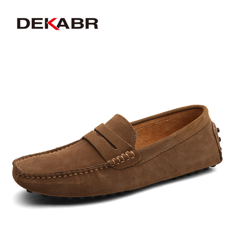 DEKABR Large Size 50 Men Loafers Soft Moccasins High Quality Spring Autumn Genuine Leather Shoes Men Warm Flats Driving Shoes ► Photo 1/6