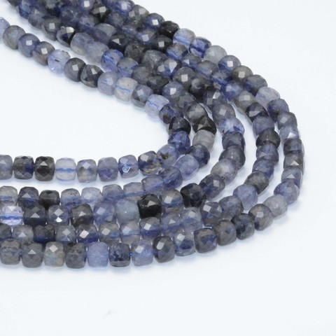 Natural Clean Quality Iolite Faceted Irregular Cube Bead 4.2mm ► Photo 1/5