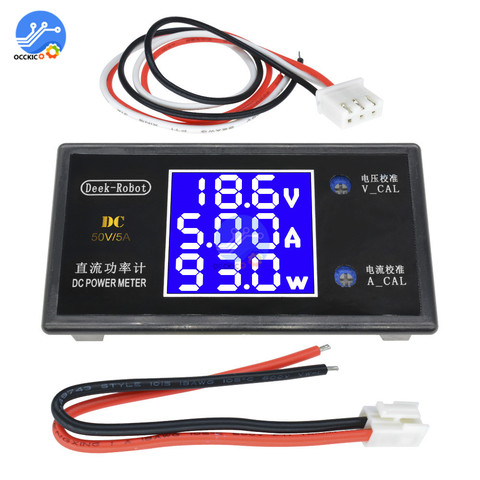 Multifunction LCD Digital DC Power Meter Voltmeter Ammeter Wattmeter Current Power Voltage meter Measurement 0-50V 0-5A 0-250W ► Photo 1/6