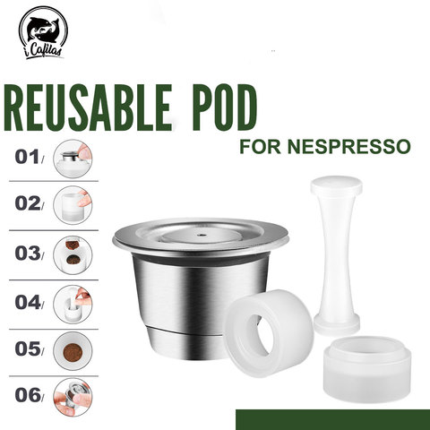 Reusable Coffee  Capsule for Nespresso Coffee Machien Stainless Steel Coffee Filter Pod with PP Tamper Dosing for Essenza Mini ► Photo 1/6