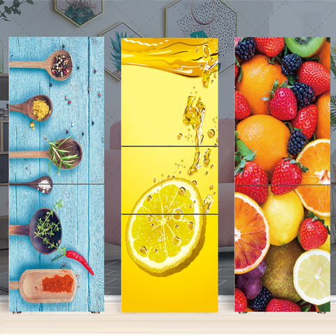 Kitchen Food Fruit Refrigerator Sticker Full Film Kitchenware Removable Renovation Freezer Door Cover Side Decoration Stickers ► Photo 1/6