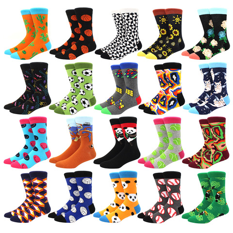 Men's fashion Pattern Dress Funky Fun Colorful Socks Luxury Crazy Novelty Dress Socks Cotton Happy Funny animal Socks ► Photo 1/6