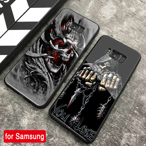 Case for Samsung S9 Plus Case Glass Cool Skull Patterned S8 Cover Case for Samsung Galaxy Note 8 9 10 plus S8 S9 S10 Plus lite ► Photo 1/6